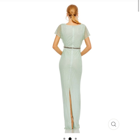 Short Sleeve Beaded V-Neck Gown - Picture 3 of 7